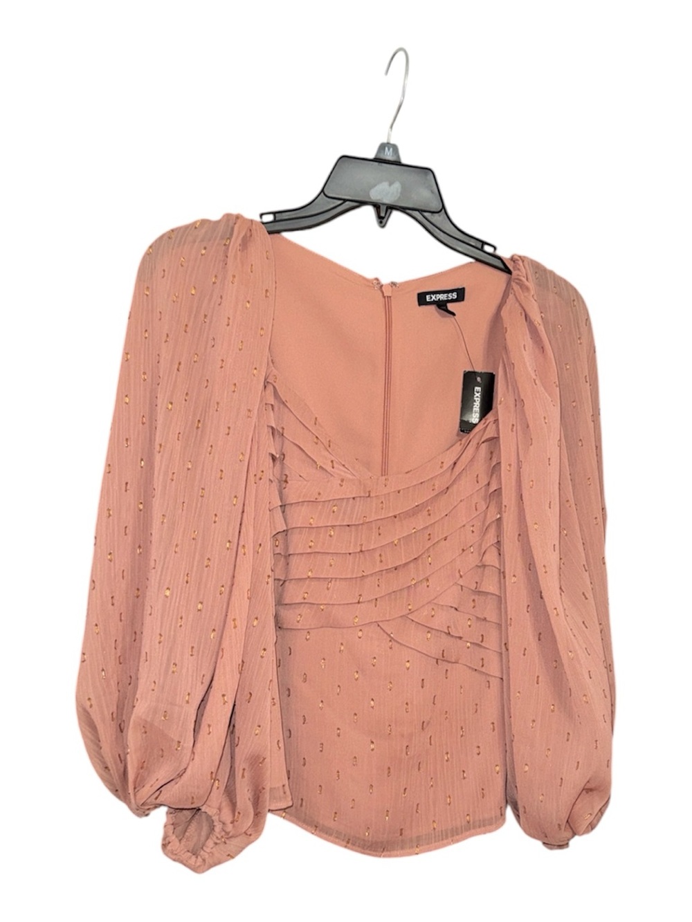 Express Dusty Rose Pintuck Puff Sleeve Blouse